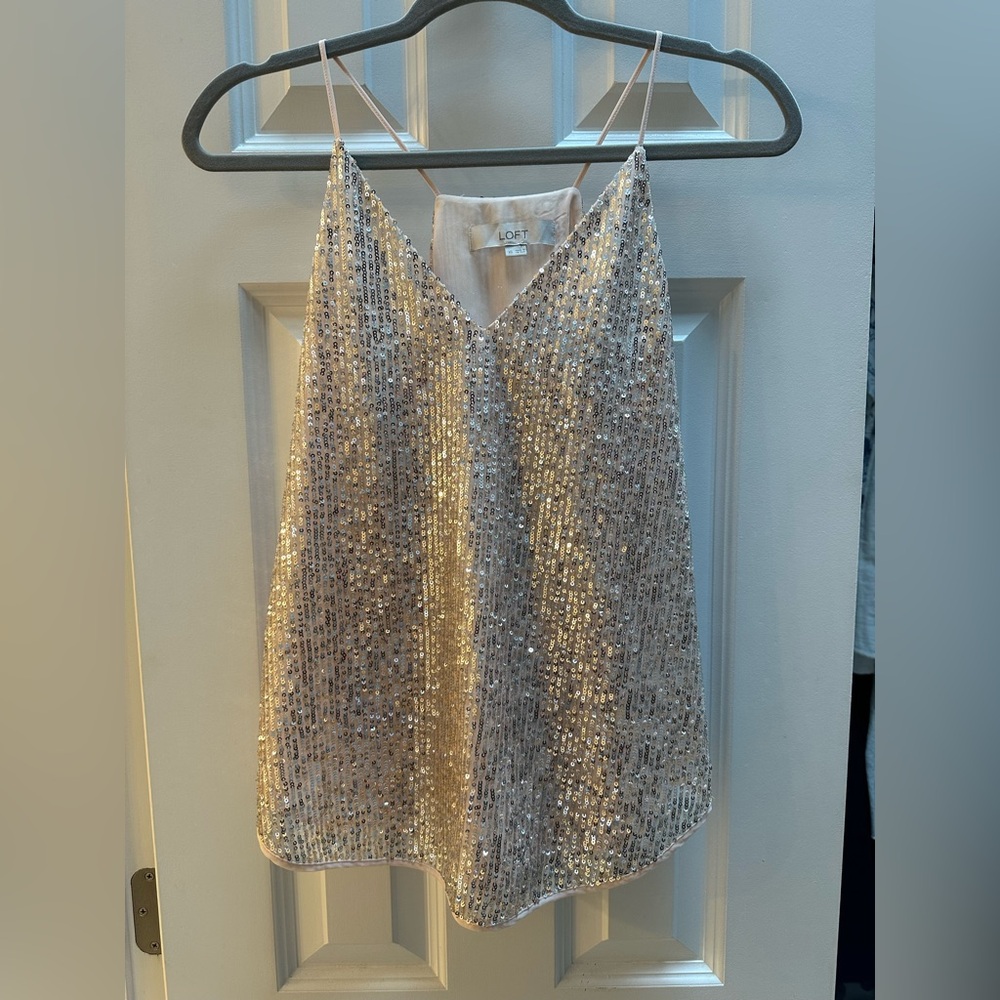 Loft sequin camisole blush & silver - XS